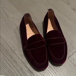J. Crew Burgundy Velvet Loafers 8.5